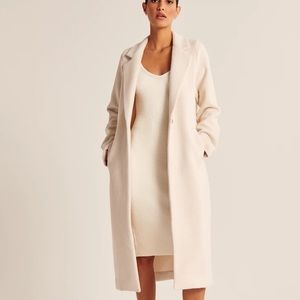 Abercrombie Calf-Length Wool-Blend Coat-Cream